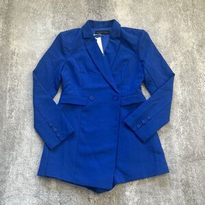 Endless Rose Blazer Romper Women's Large Blue Double Breasted Long Sleeve New